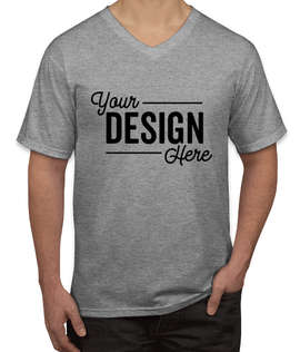 Canada - Anvil Jersey V-Neck T-shirt - Color: Heather Grey