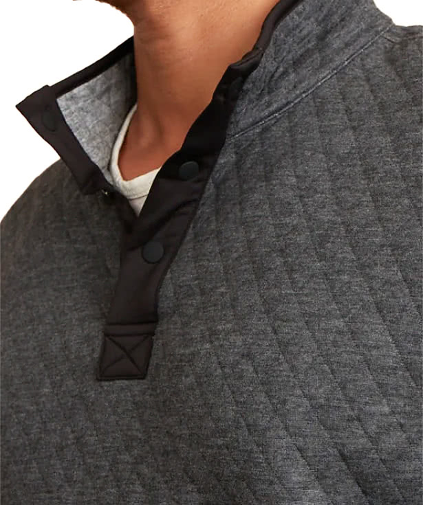 Marine Layer Corbet Quilted Snap Pullover - Faux Leather Patch