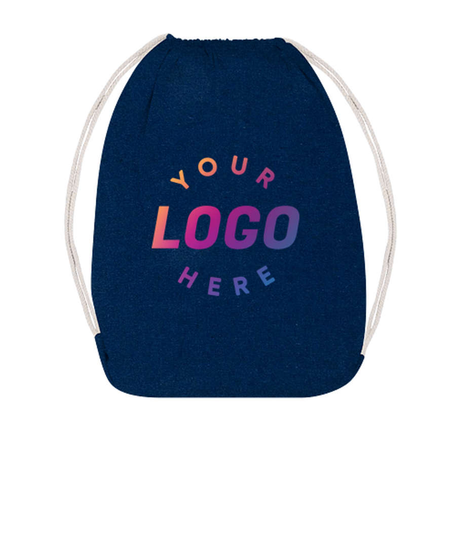 Lightweight Recycled Drawstring Bag in Heather Navy