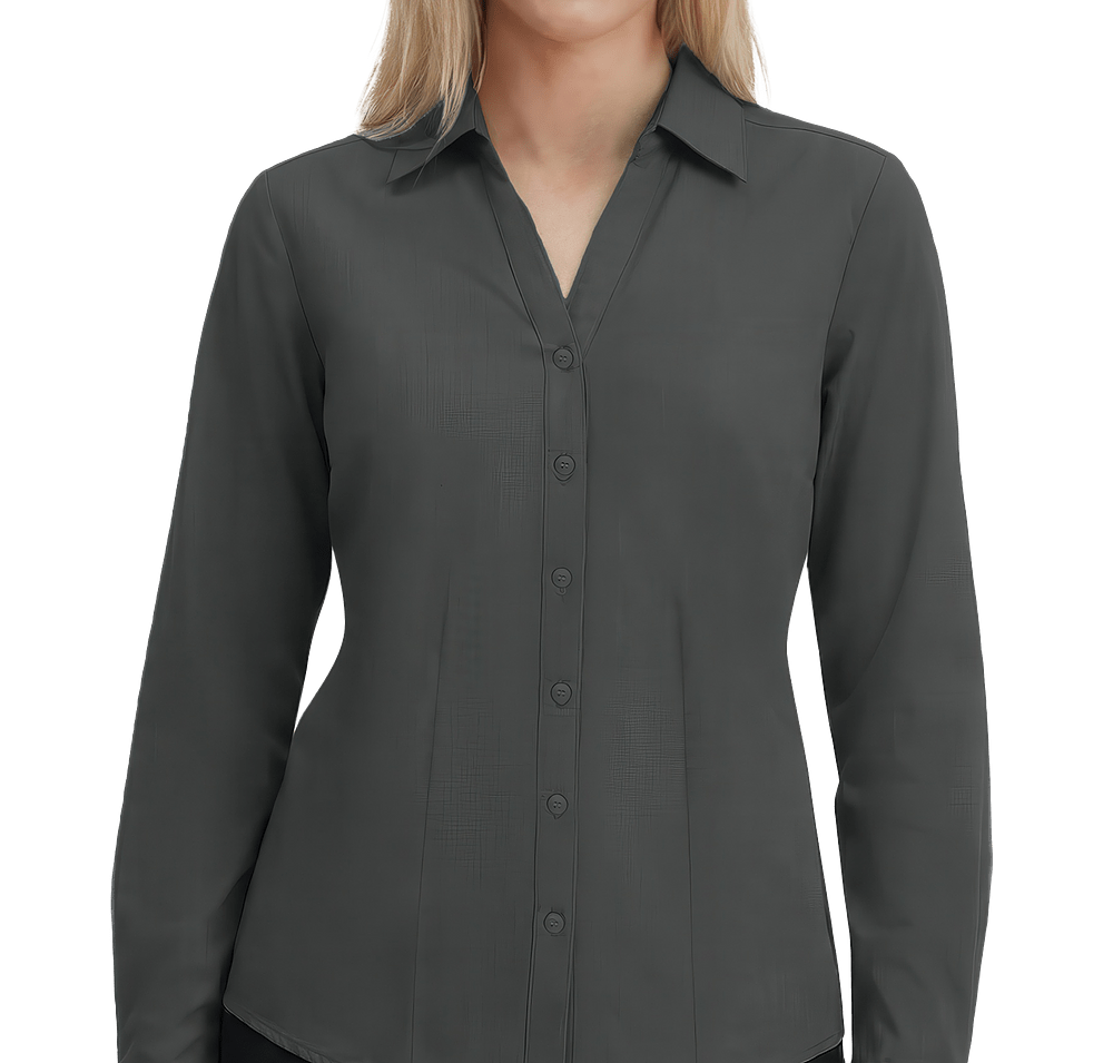 Blue Generation Women’s Untucked Crossweave Long Sleeve Dress Shirt - Printed-default