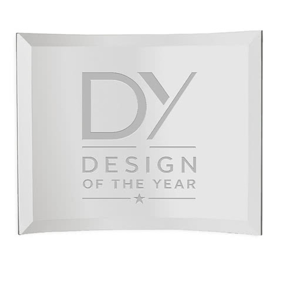 Laser Engraved 6" Glass Curved Prisma Award in Green