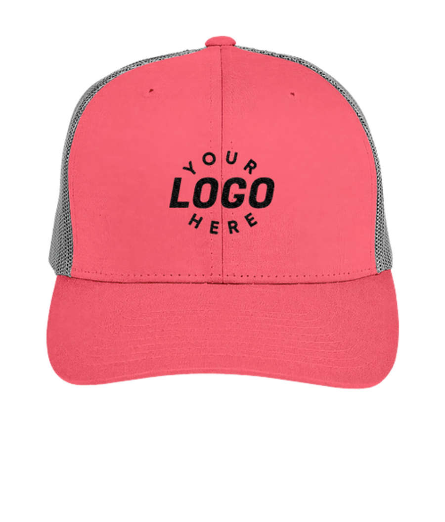Team 365 Youth Zone Sonic Heather Snapback Trucker Hat in Sport Red Heather/Sport Graphite