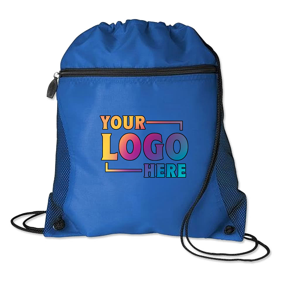 Full Color Lightweight Zippered Drawstring Bag
