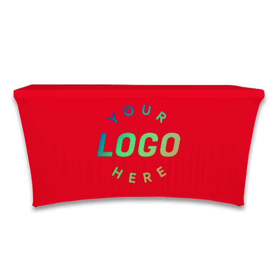 Full Color 6' Ultrafit Classic Stretch Tablecloth in Red