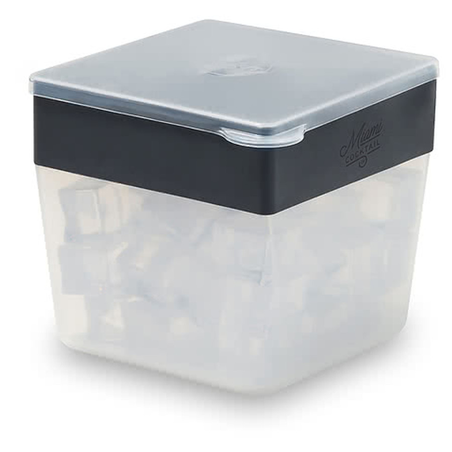 Laser Engraved W&P Mini Silicone Ice Cube Tray & Box with Lid in Charcoal