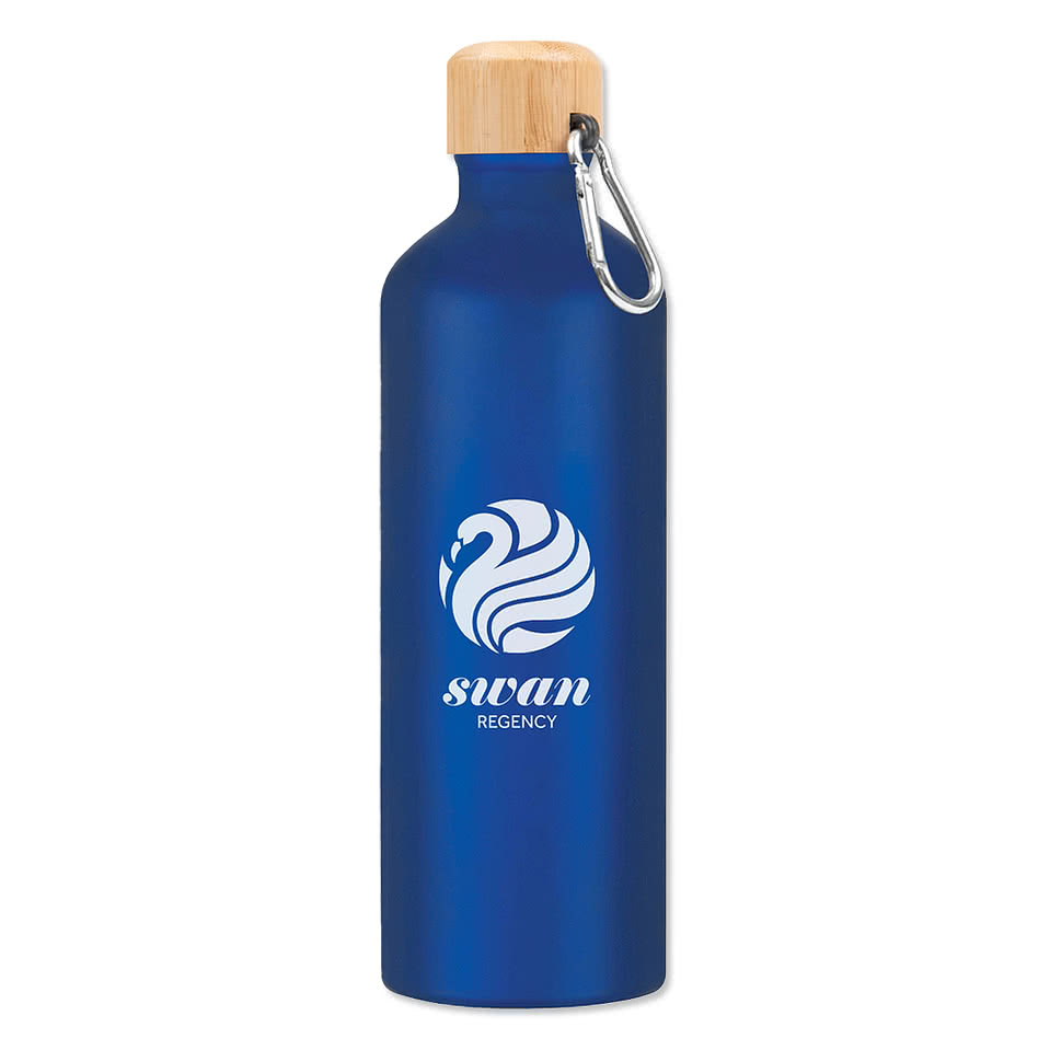 Full Color 25 oz. Tundra Aluminum Water Bottle with Bamboo Lid