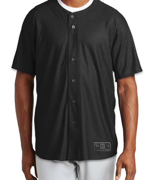 New Era Diamond Era Full Button Baseball Jersey in Black