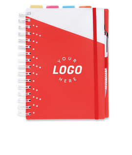Souvenir Plastic Cover Notebook with Vertex Pen - Color: Red