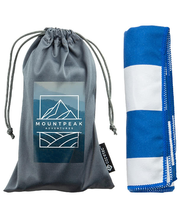 Fairway Striped Microfiber Sports Towel with Carrying Pouch