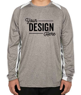 Sport-Tek Heather Contender Colorblock Long Sleeve Performance Shirt - Color: Vintage Heather / White