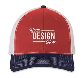 Richardson Snapback Trucker Hat - Color: Red / White / Navy