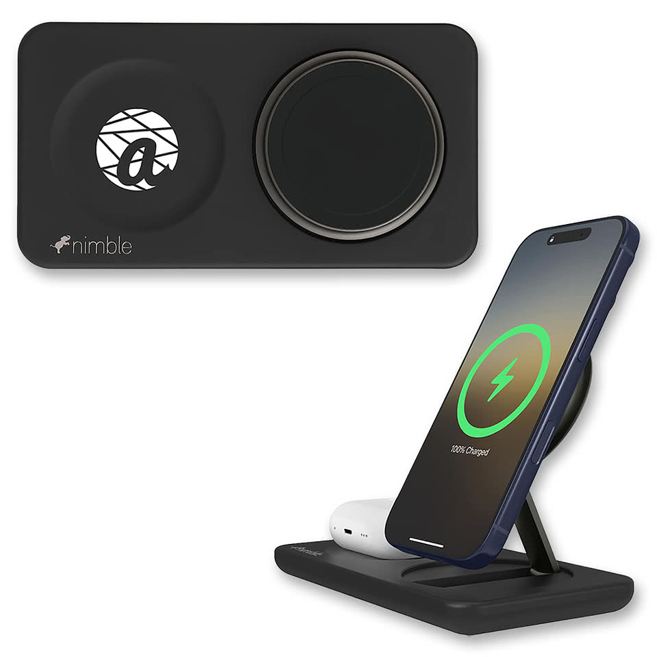 Nimble Podium 2-in-1 Qi2 25W Wireless Charging Stand