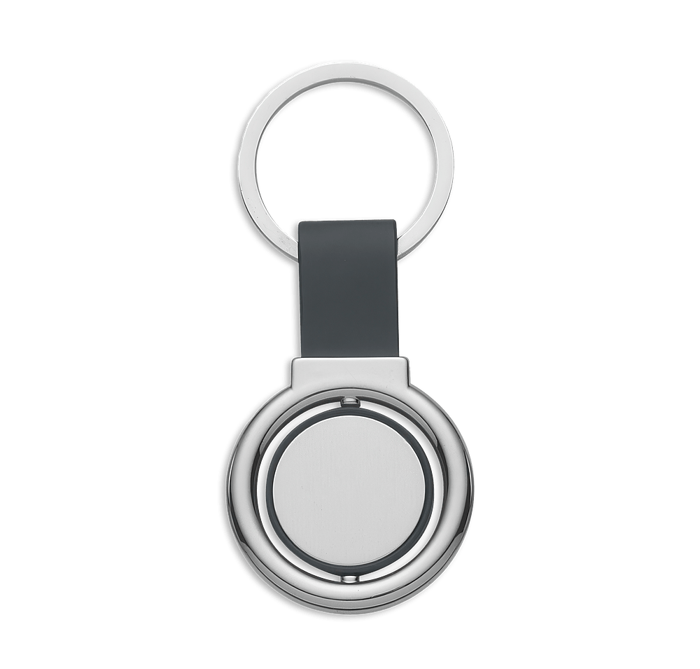 Laser Engraved Circular Metal Spinner Keychain-default