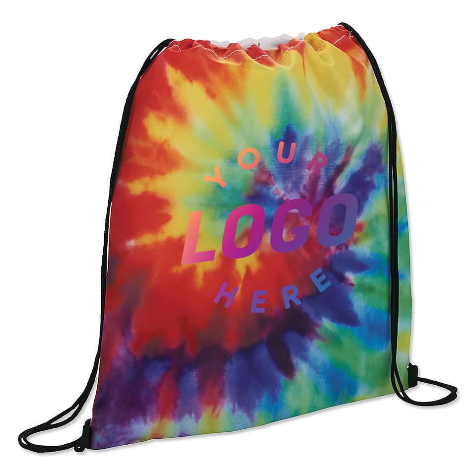 Rainbow Tie-Dye Drawstring Bag