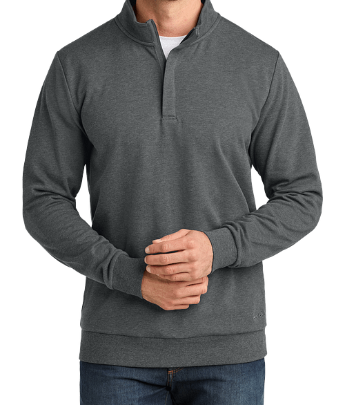 TravisMathew Ocean Villa Quarter Zip Sweatshirt in Dark Grey Heather