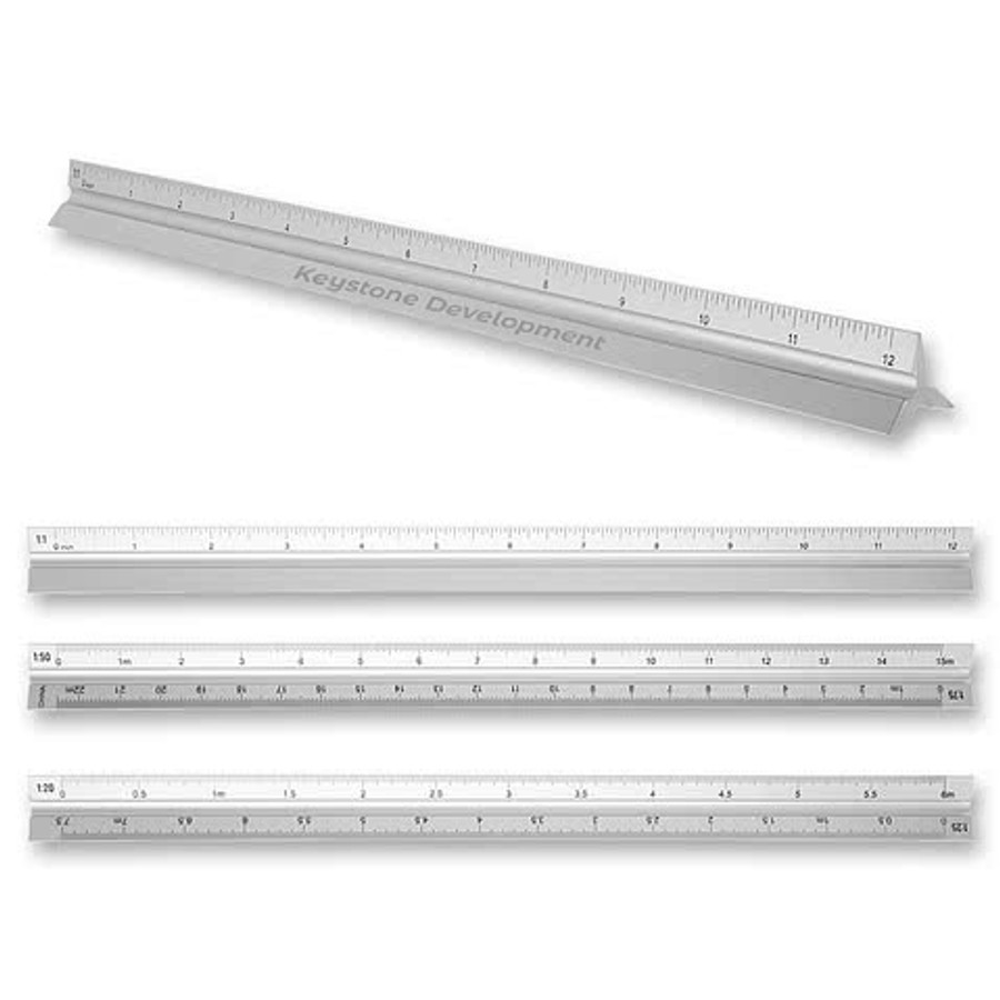 Laser Engraved 12" Triangular Ruler in ALUMINUM