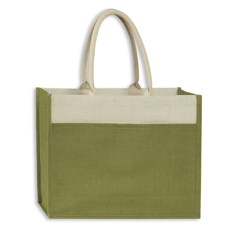 Medium Gusseted Jute Tote Bag with Front Pocket-default