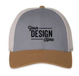 Richardson Low Profile Trucker Hat - Color: Heather Grey / Birch / Amber Gold
