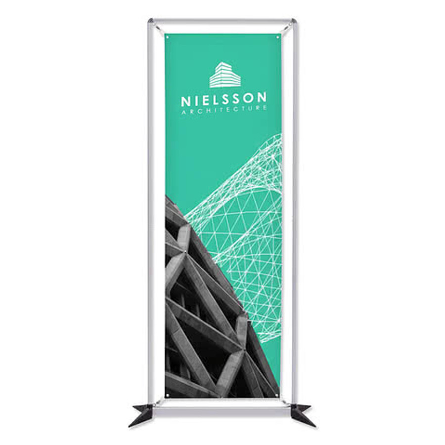 Full Color 37" x 74" FrameWorx Single-Sided Banner Display Kit in White With Black