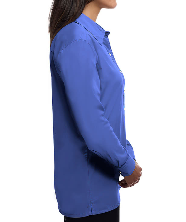 Blue Generation Women's Superblend Poplin Long Sleeve Dress Shirt - Embroidered