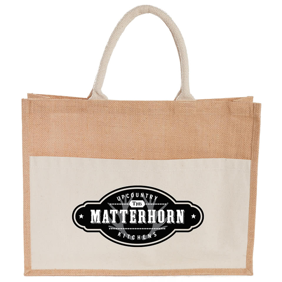 Jute Recycled Cotton Pocket Shopper Tote Bag