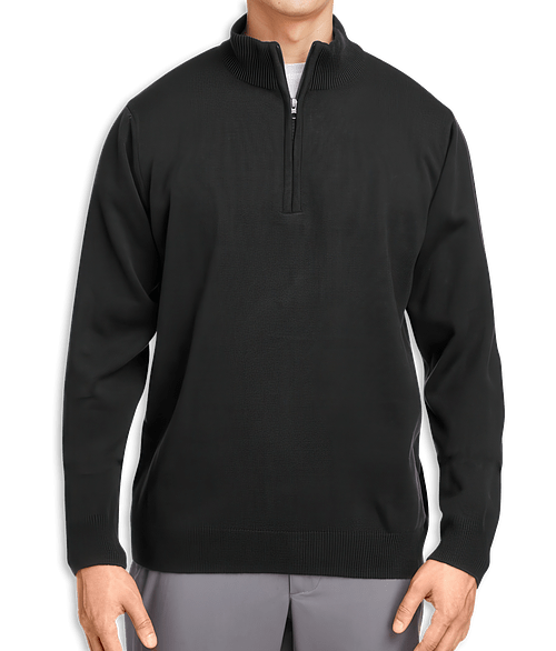 Harriton Pilbloc Jersey Knit Quarter Zip Sweater in Black
