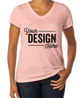 District Women's Tri-Blend V-Neck T-shirt - Color: Heathered Dusty Peach