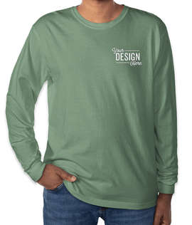 Comfort Colors 100% Cotton Long Sleeve T-Shirt - Embroidered - Color: Light Green
