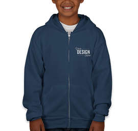 Hanes Youth EcoSmart 50/50 Zip Hoodie - Color: Navy