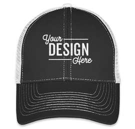 Mega Cap Contrast Stitch Trucker Hat - Color: Black / White