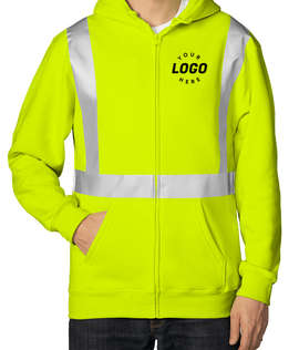 Bayside USA-Made Hi-Vis Zip Hoodie - Color: Lime Green