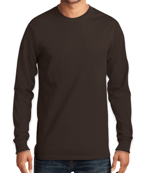 Port & Company Essential Long Sleeve T-shirt in Dark Chocolate Brown