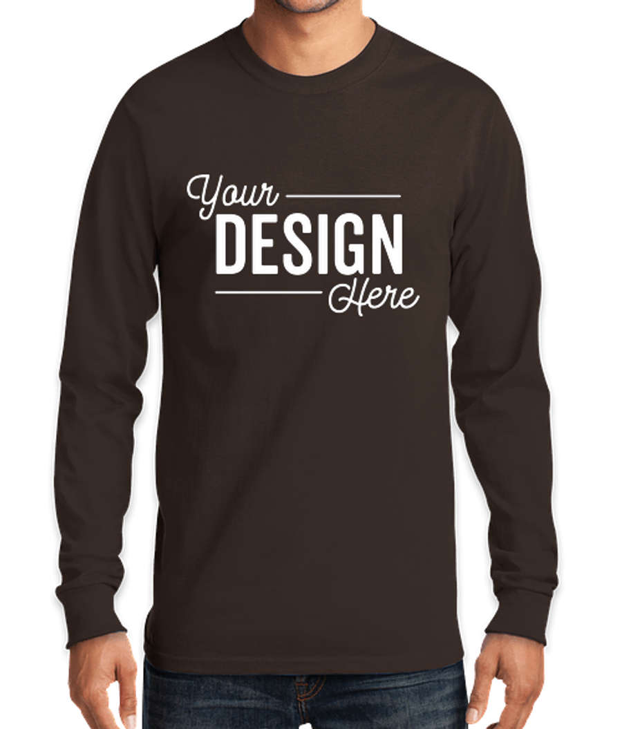 Port & Company Essential Long Sleeve T-shirt in Dark Chocolate Brown