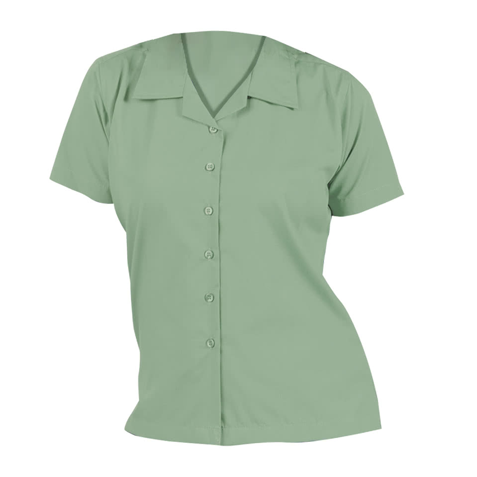 Blue Generation Women's Poplin Short Sleeve Camp Shirt - Embroidered