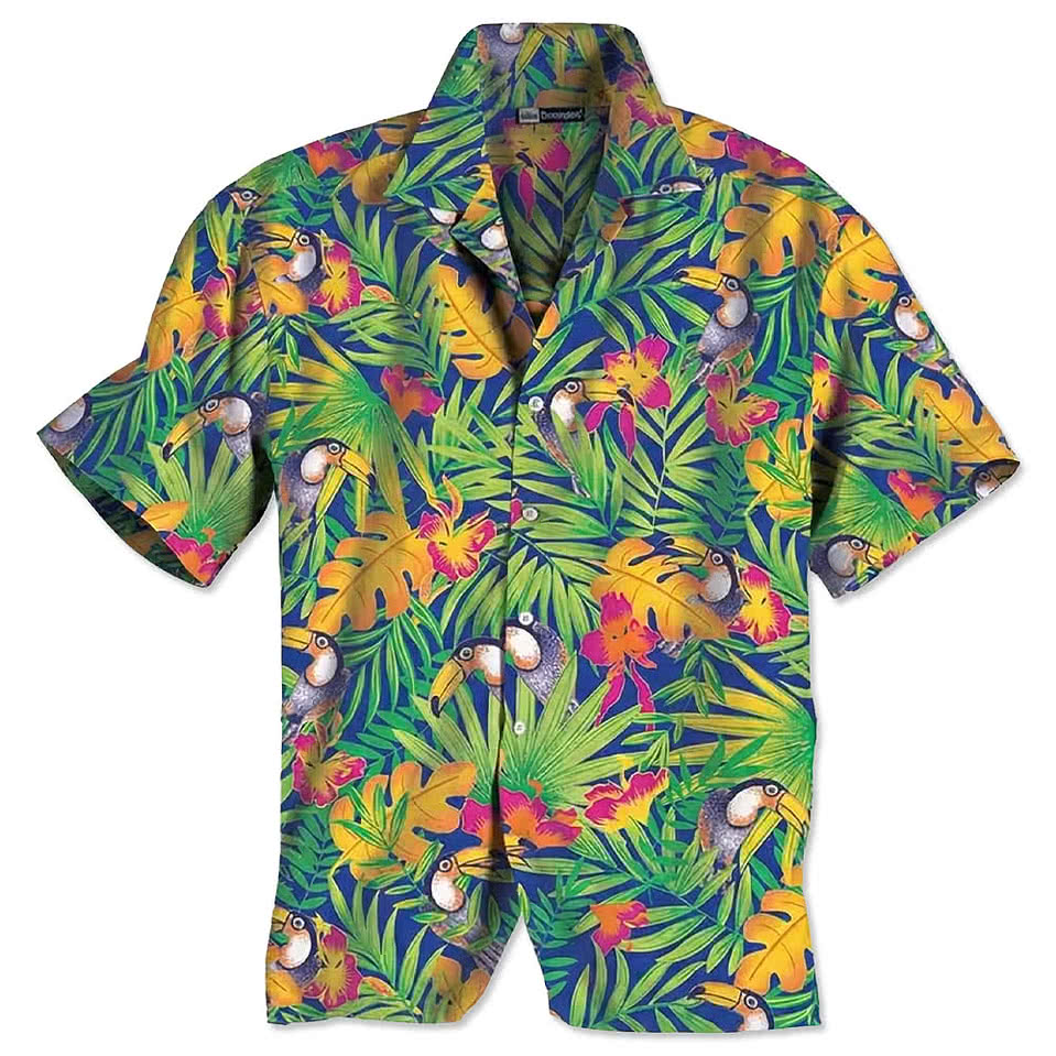 Blue Generation Tucan Print Short Sleeve Camp Shirt - Printed