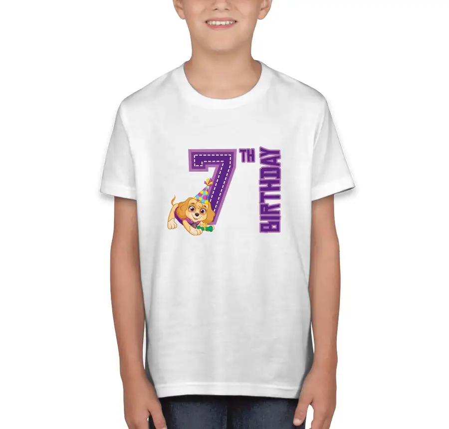 Paw Patrol - Birthday Skye - 7th Birthday - Bella + Canvas Youth Jersey T-shirt