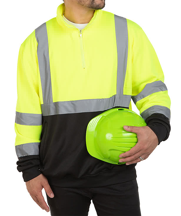 Charles River Class 3 Hi-Vis Safety Quarter Zip Sweatshirt
