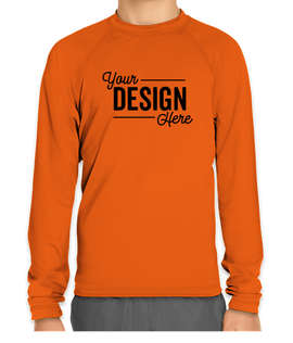 Wet Effect Youth Long Sleeve Rash Guard Shirt - Color: Orange