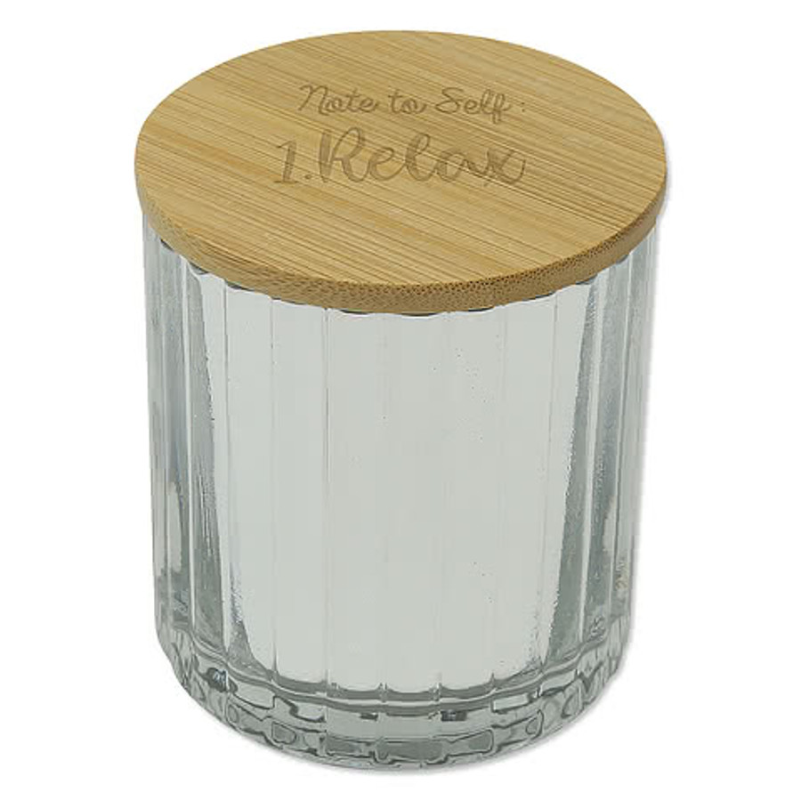 Laser Engraved Aria Scented Candle with Bamboo Lid in Silver