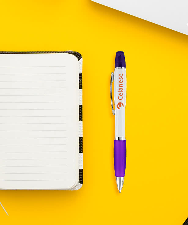Curvaceous Highlighter and Ballpoint Pen (black ink)