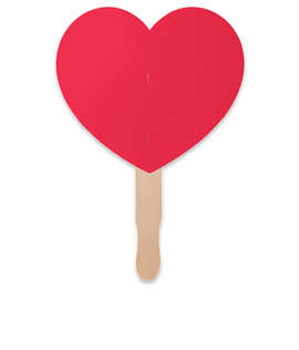 Full Color Heart Shaped Hand Fan - Color: Red