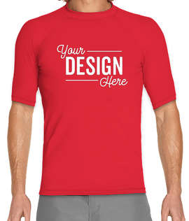 Wet Effect Short Sleeve Rash Guard Shirt - Color: Red