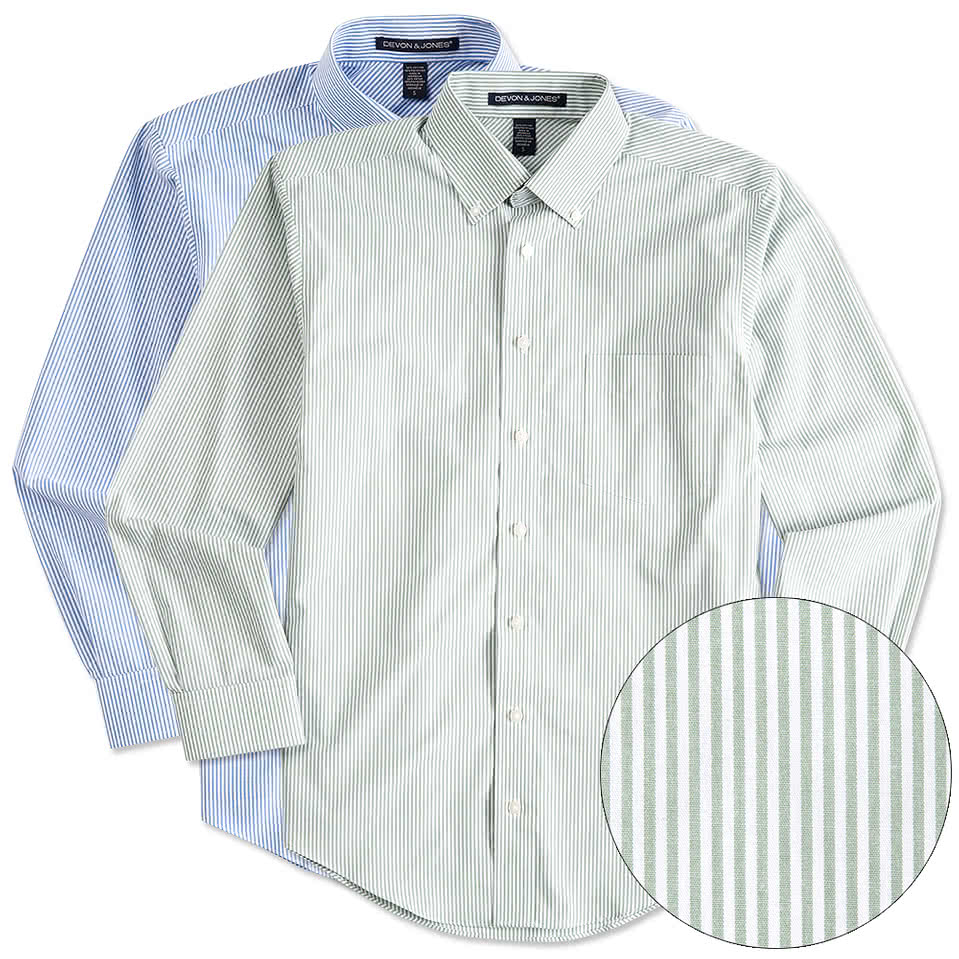 Devon & Jones Banker Stripe Dress Shirt - Embroidered
