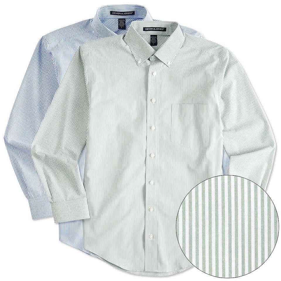 Devon & Jones Banker Stripe Dress Shirt - Printed