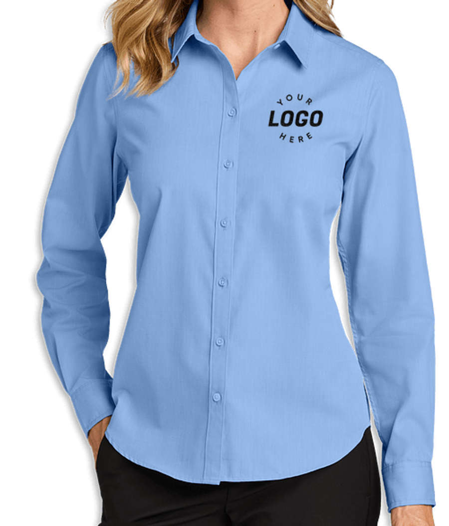 Port Authority Women's Easy Care Long Sleeve Nailhead Dress Shirt in Swiss Blue