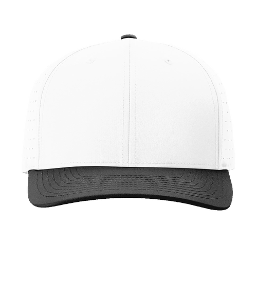 Richardson Laser Perf R-Flex Snapback Baseball Hat - Embroidered in White / White / Black
