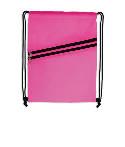 Full Color Neon Multi-Zippered Drawstring Bag in Neon Pink