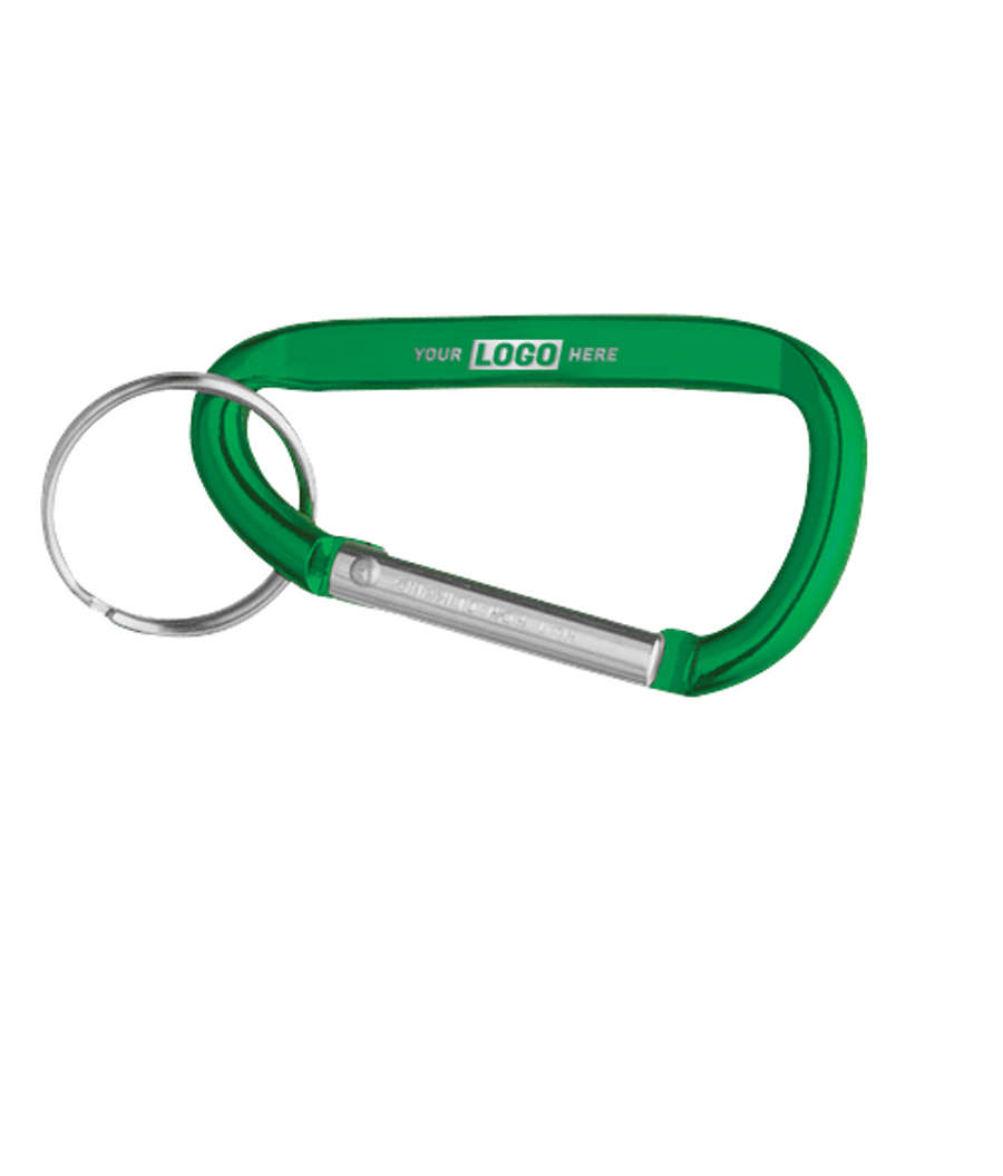 Laser Engraved Small Carabiner Keychain in Green