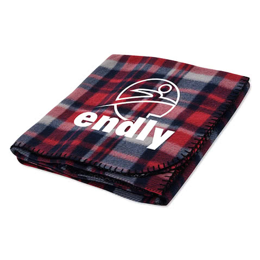 Fraser Fleece Blanket in Khaki with Red