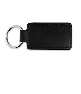 Debossed Tuscany Faux Leather Rectangle Keychain - Color: Black
